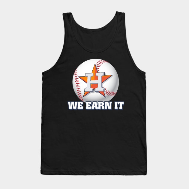 We Earn It Houston Baseball TShirt Throwback Astro Stripe Tank Top by Walkowiakvandersteen